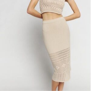 Reformation Carter Novelty Knit Skirt in Horchata size S NWT